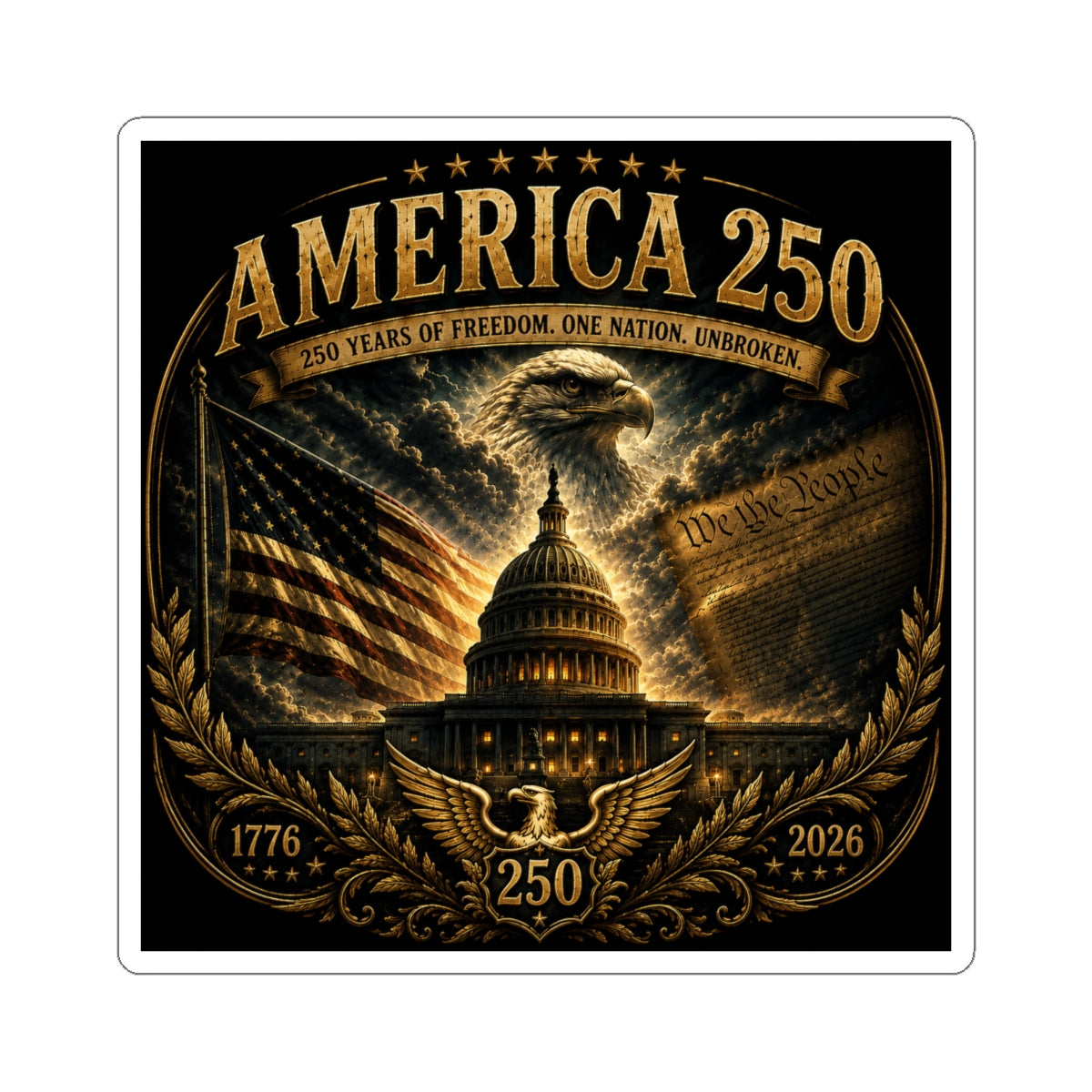 America 250 Commemorative Sticker — 1776–2026 Kiss-Cut Decal