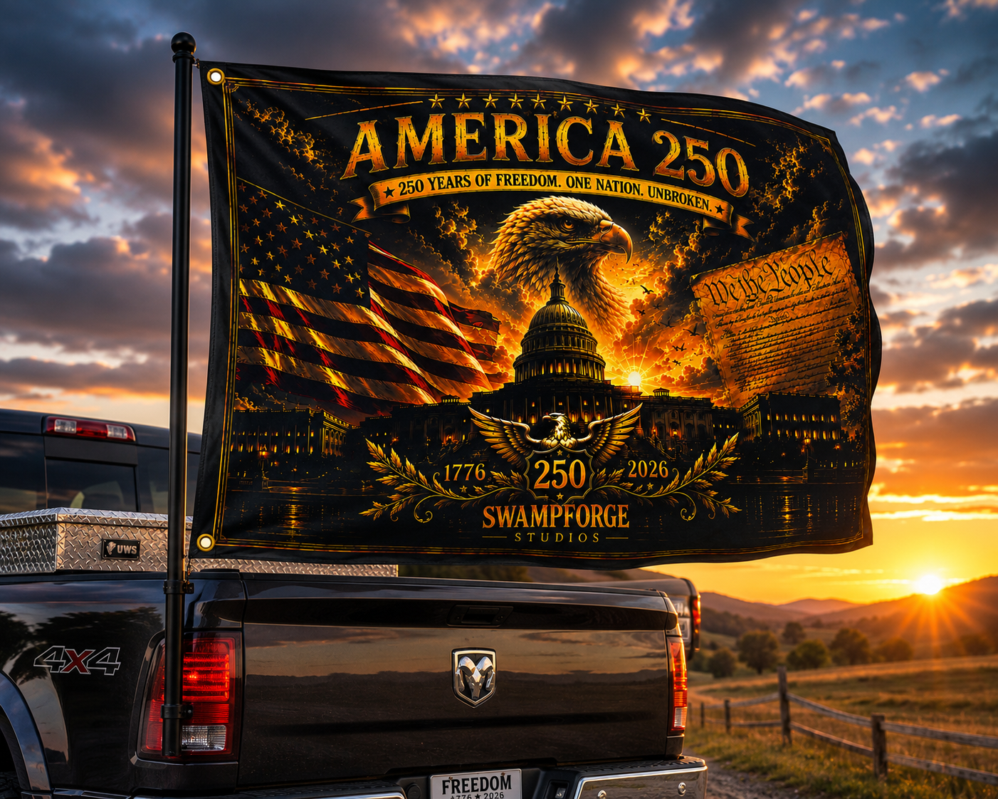 America 250 Commemorative Flag | 250 Years of Freedom | Double-Sided Patriotic Flag