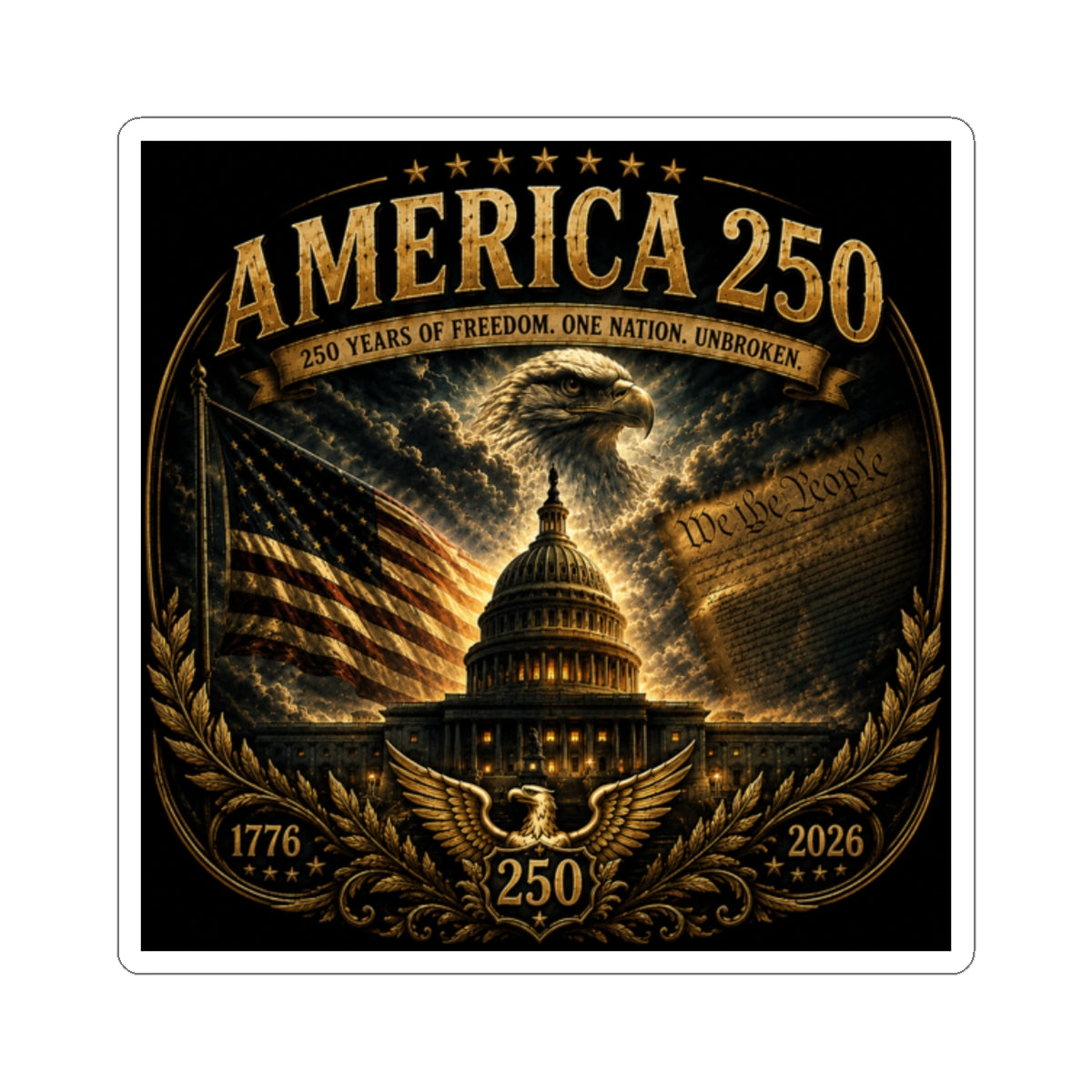 America 250 Commemorative Sticker — 1776–2026 Kiss-Cut Decal