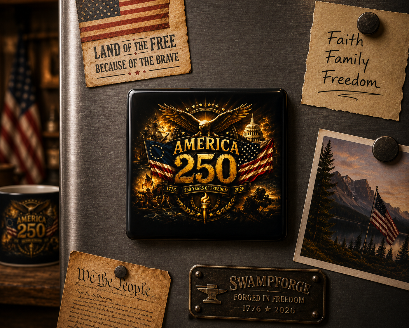 America 250 Commemorative Porcelain Magnet | 250 Years of Freedom | Limited Edition