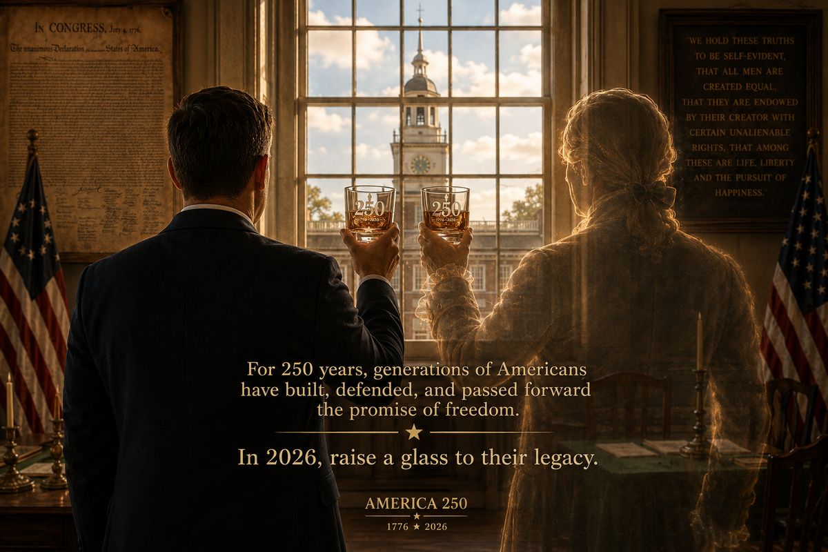 1776–2026 Etched Whiskey Glass | 250 Years of American Independence Rocks Glass