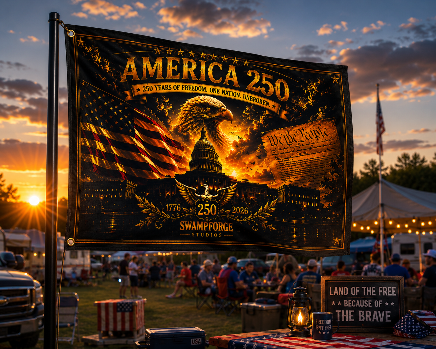 America 250 Commemorative Flag | 250 Years of Freedom | Double-Sided Patriotic Flag