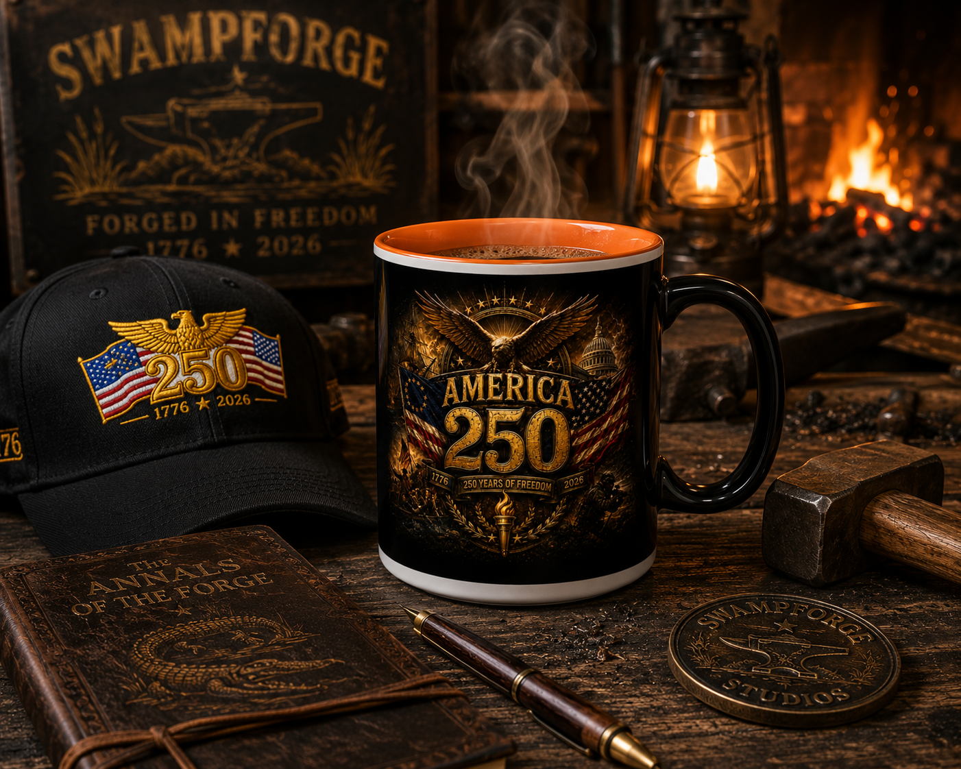 America 250 Patriotic Coffee Mug | 1776–2026 Anniversary Mug | SwampForge Studios Heritage Collection