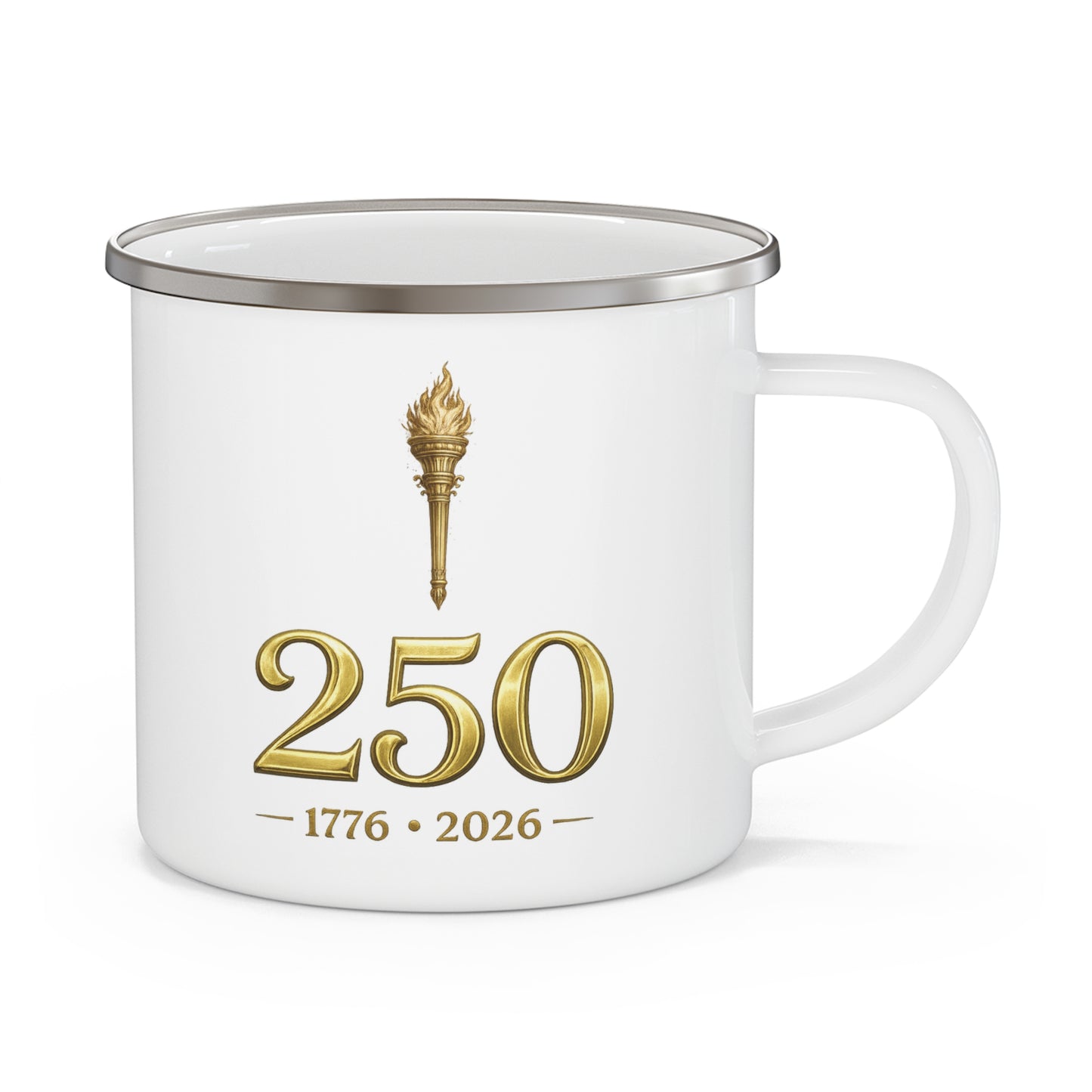 1776–2026 Heritage Camp Mug | 250 Years of American Independence | Patriotic Enamel Coffee Mug