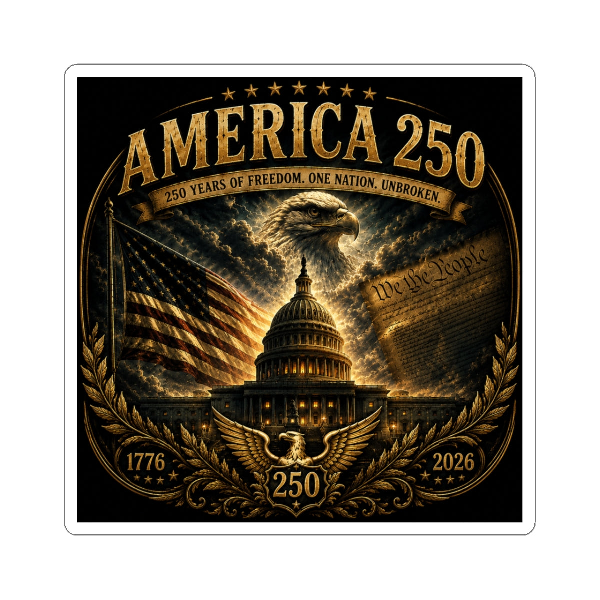 America 250 Commemorative Sticker — 1776–2026 Kiss-Cut Decal